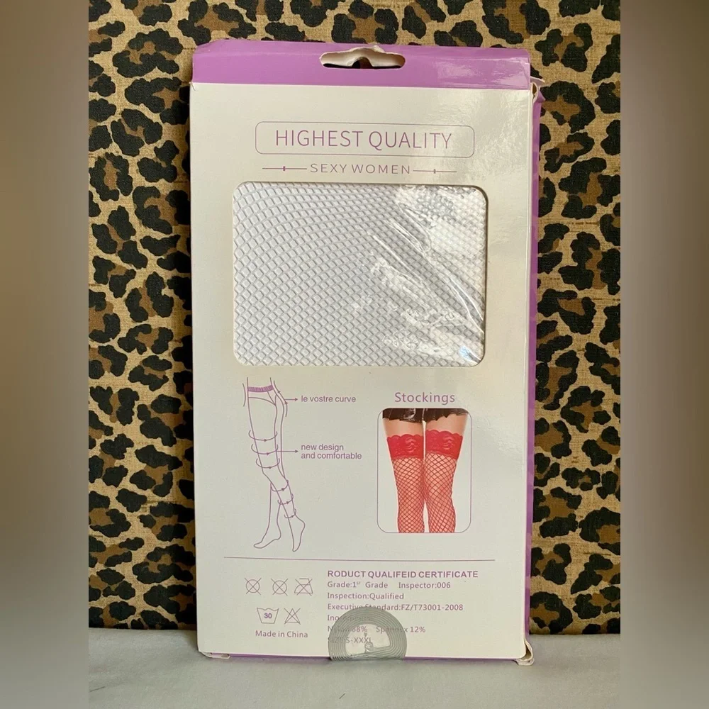 🌻5/$25🌻TEMPTLIFE Net Socks Small Fishnet WHITE Lace Top Thigh Highs | ONE SIZE |